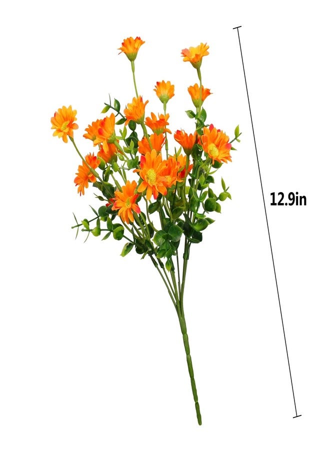 alyptus 8 Bundles Artificial Flowers for Outdoors Faux Mums UV Resistant Plastic Fall Plants Fake Greenery Orange Daisy Bulk for Home Gardenr Window Box Pathway Plante Wedding Decor (Orange) - Image 2
