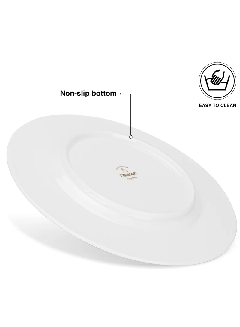 Fissman White 2 Piece Dinner Plates 25cm, Noemi Series Porcelain  | Best Price UAE