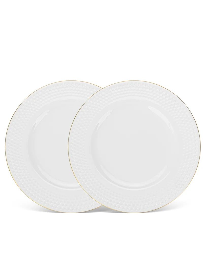 Fissman White 2 Piece Dinner Plates 25cm, Noemi Series Porcelain  | Best Price UAE