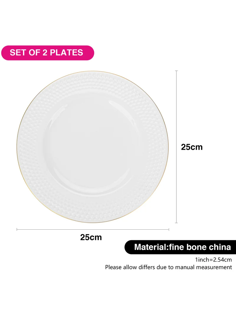 Fissman White 2 Piece Dinner Plates 25cm, Noemi Series Porcelain  | Best Price UAE
