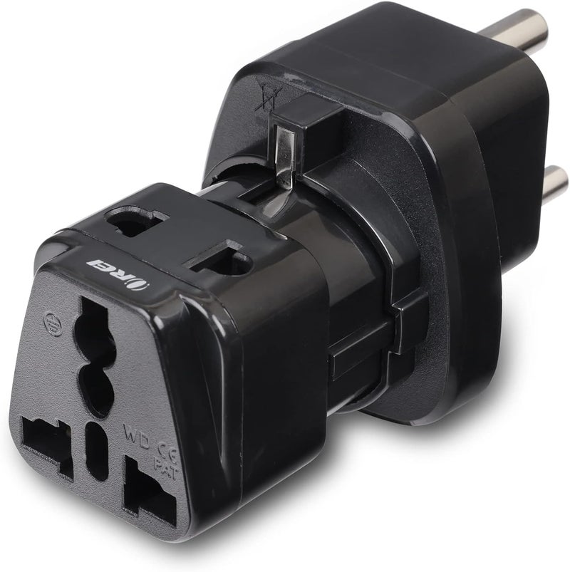 OREI European (Schuko) to India Plug Adapter - Convert European Type E/F Input to India Type D Three Prong Output Connection - Heavy Duty - Black Color (2 Pack) - Image 5