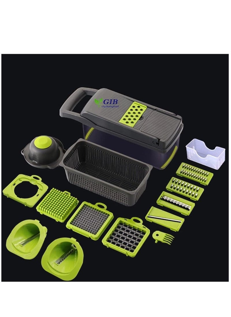 Raxoom Vegetable Chopper Onion Chopper Pro Spiralizer Multifunctional 15 in 1 Food Chopper, Kitchen Slicer Veggie Cutter Dicer With 10 Blades, Potato Tomato Garlic Salad Chopper with Container - Image 4