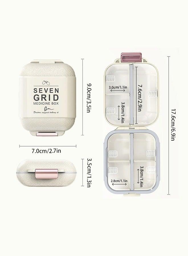 منظم حبوب يومي، تخزين حبوب محمول، منظم علبة حبوب، حاوية كبيرة لحمل الأدوية الأسبوعية مع 7 شبكات لمكملات الأدوية، زيت السمك - Image 5