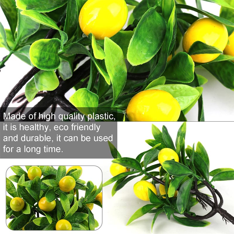2 pieces of artificial lemon tree plant decoration, 9.45 inches, fake green plant, flower decoration, mini potted fruit stem, used for home decoration, office - Image 5