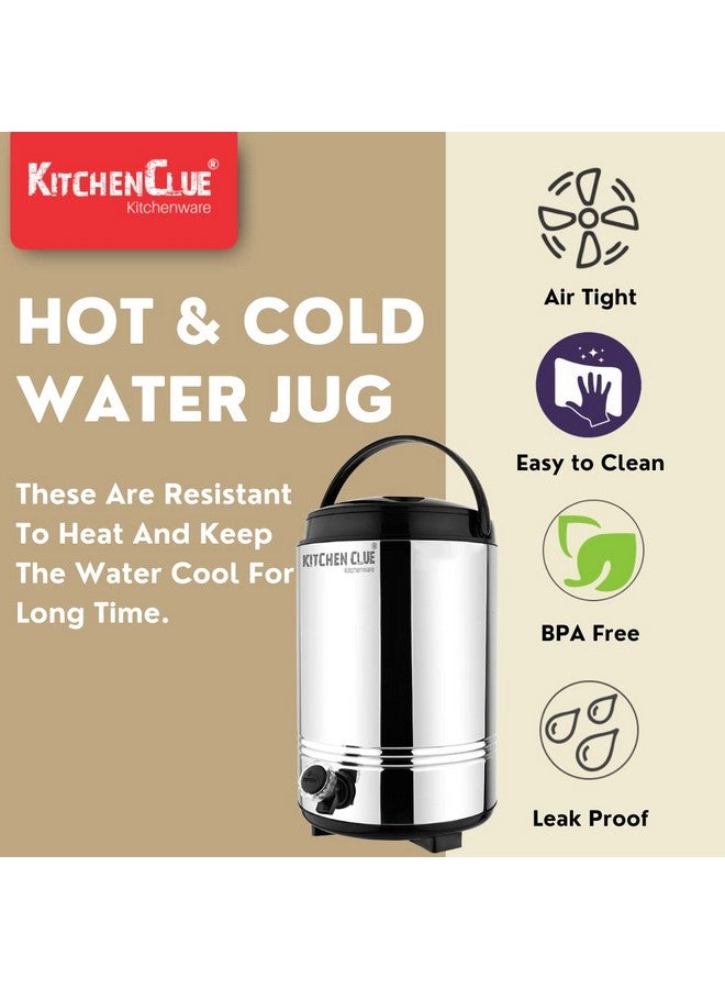 KITCHEN CLUE Stainless Steel Aqua-14 Water Jug 10 Liters I Hot and Cold Water Dispenser for Home I Big Size I Pu Insulated I Highly Durable and Unique Design, Silver - Image 3