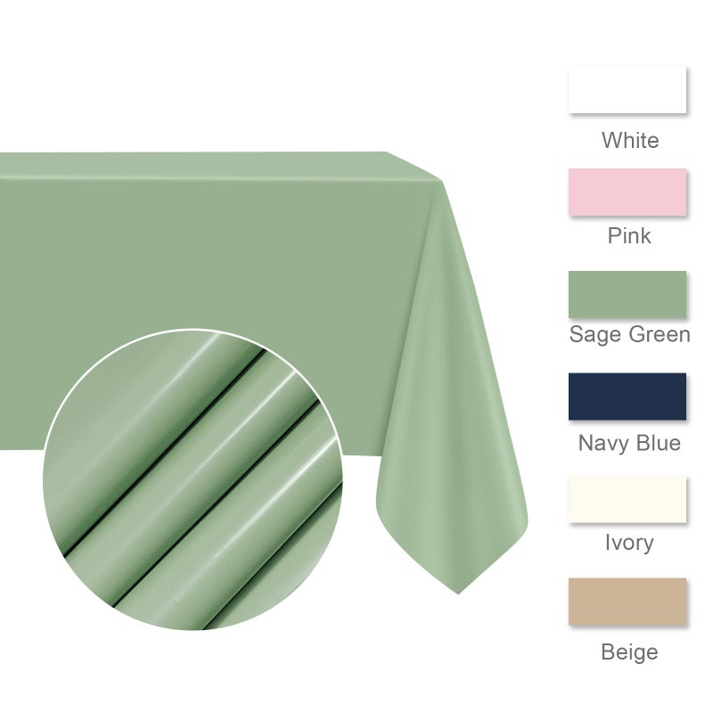 Mulbozy 2 Pcs Sage Green Tablecloth Plastic 54 Ã—108 Inches Rectangle Sage Green Tablecloth Disposable Plastic Waterproof Table Cover for Outdoor Picnic, Kitchen, Holiday Birthday Wedding Baby Shower Party - Image 3