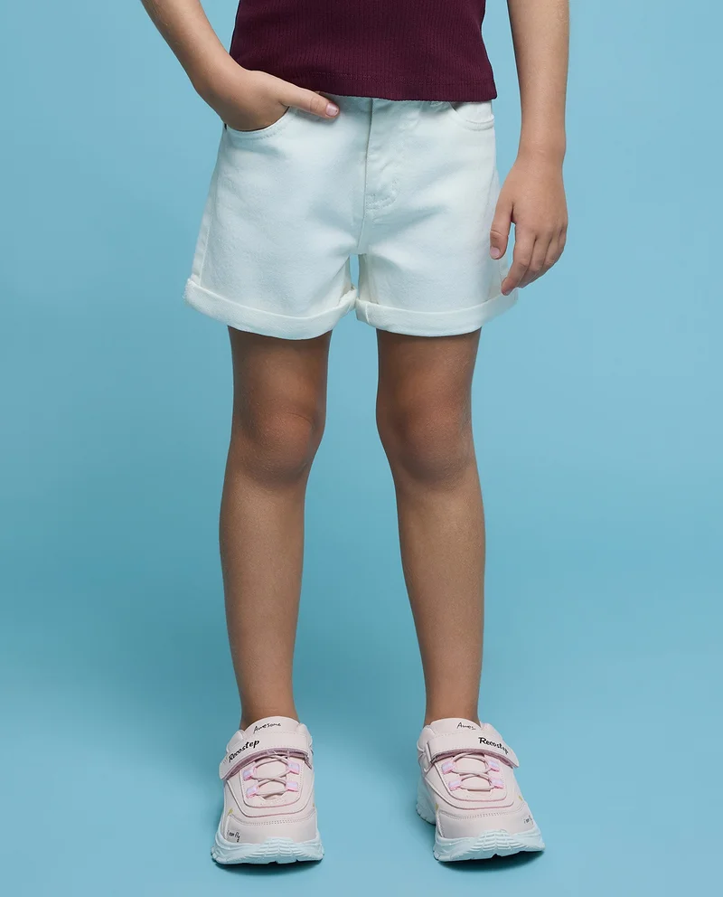 أر أند بي Solid Shorts with Button Closure