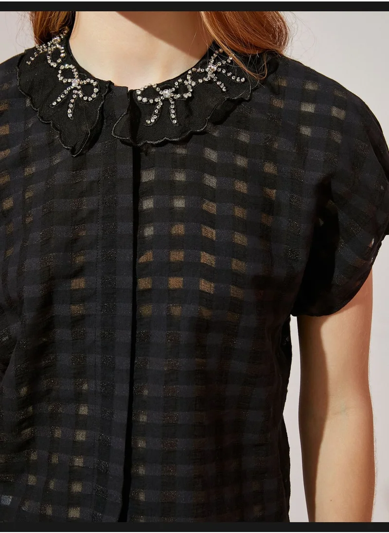 كوتون Jewel Detail Baby Neck Shiny Shirt