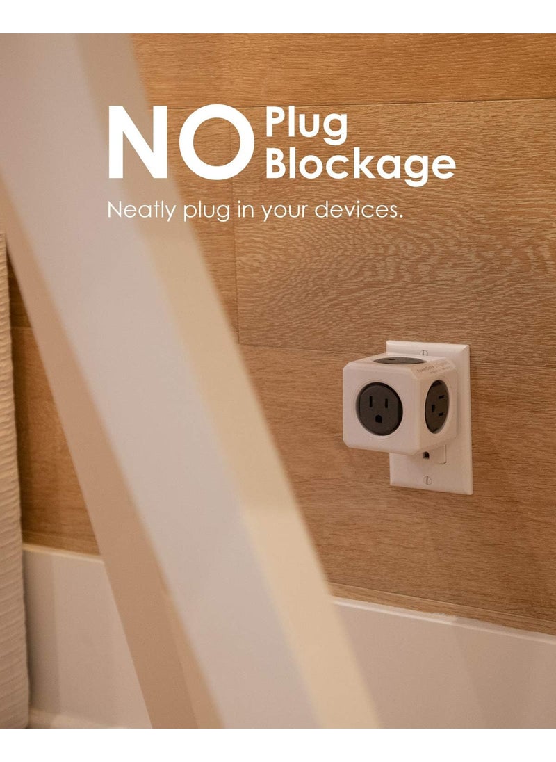Allocacoc Allocacoc PowerCube Original 5 Outlets Wall Plug Power Charger Surge Protection Compact for Travel Home and Office Space Saving 1875W 15A 125V ETL Certified  - Image 3