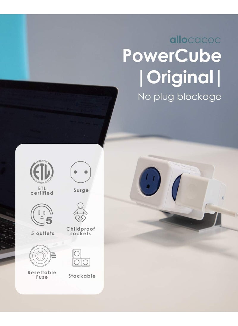 Allocacoc Allocacoc PowerCube Original 5 Outlets Wall Plug Power Charger Surge Protection Compact for Travel Home and Office Space Saving 1875W 15A 125V ETL Certified  - Image 2