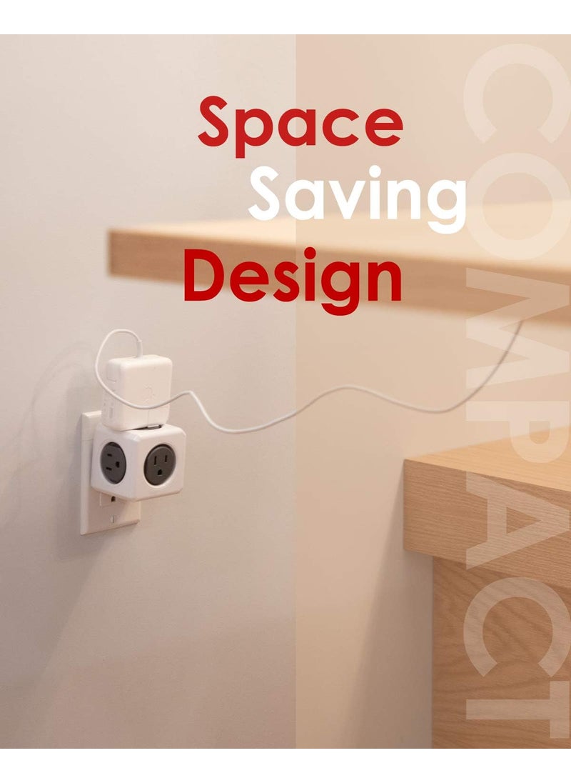 Allocacoc Allocacoc PowerCube Original 5 Outlets Wall Plug Power Charger Surge Protection Compact for Travel Home and Office Space Saving 1875W 15A 125V ETL Certified  - Image 5