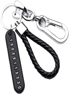 FASHION MANIA Anti-lost Car Keychain with Phone Number Card Keyring Phone Number Plate Key Ring Auto Vehicle Key Chain Accessories 