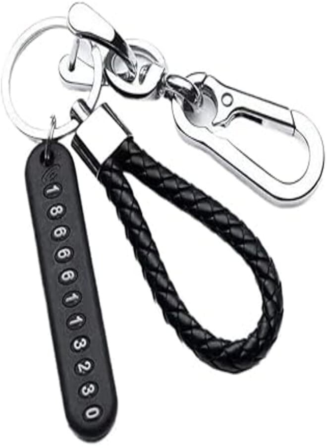 FASHION MANIA Anti-lost Car Keychain with Phone Number Card Keyring Phone Number Plate Key Ring Auto Vehicle Key Chain Accessories 