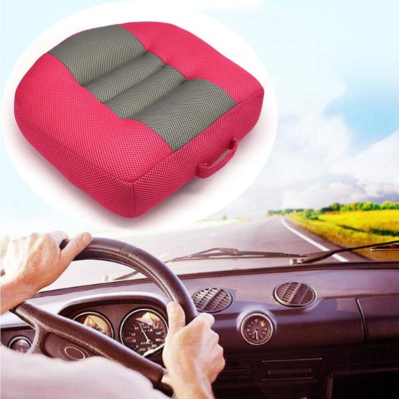 Srutirbo Car Booster Seat Cushion Heightening Height Boost Mat, Breathable Mesh Portable Car Seat Pad Angle Lift Seat for Car, Office,Home (Rose Red) - Image 1