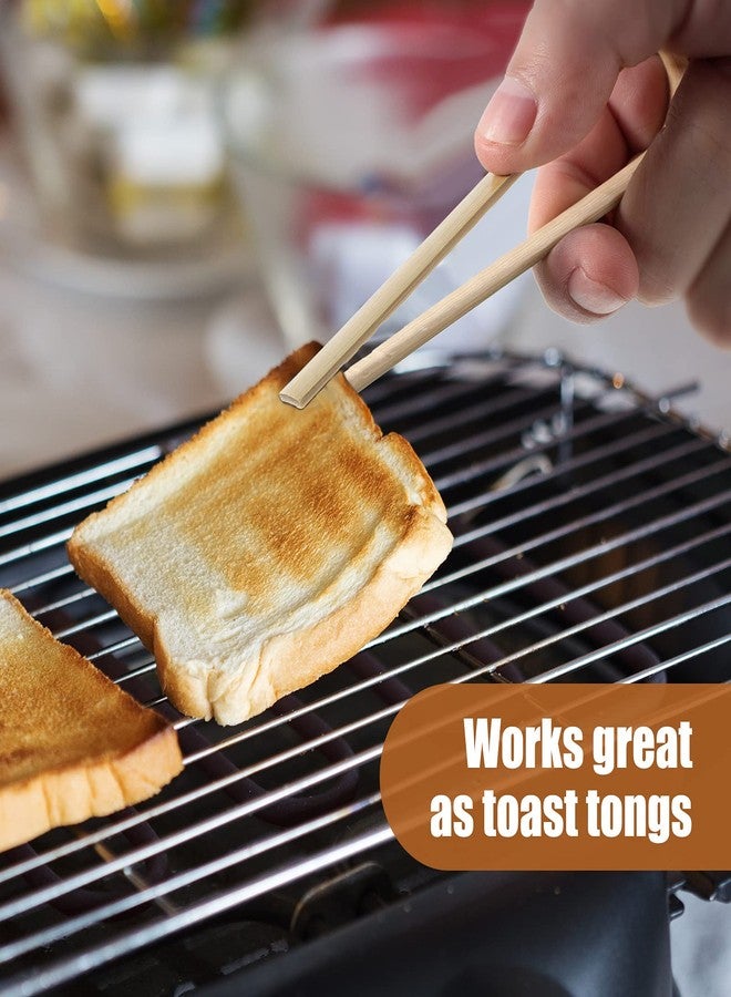Sieral 150 Pieces Mini Bamboo Disposable Tongs 4 Inch Bamboo Toast Tong Wooden Cooking Utensils Natural Green for Catering Buffet Home Use Tea Supplies - Image 5