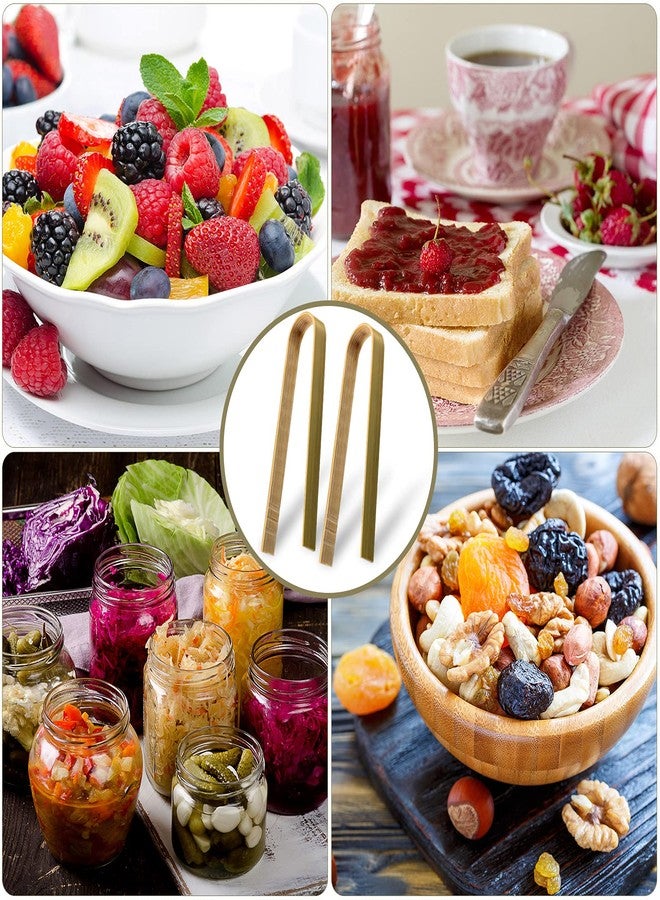 Sieral 150 Pieces Mini Bamboo Disposable Tongs 4 Inch Bamboo Toast Tong Wooden Cooking Utensils Natural Green for Catering Buffet Home Use Tea Supplies - Image 4