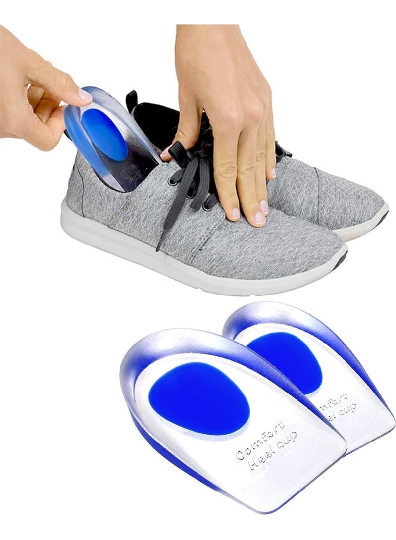 2 Pack Gel Heel Cups – Silicone Foot Inserts for Achilles Tendonitis, Plantar Fasciitis, Heel Spurs, Bone Spurs, Foot, Ankle & Lower Back Pain Relief, Shock Absorption, Arch Support, Ideal for Men & Women, Running, Walking, Work & Sports - Image 1