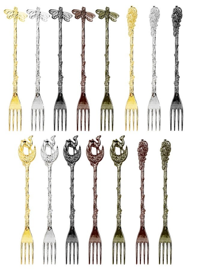 HOSTK 15 Pcs Mini Dessert Forks Set, Stainless Steel Retro Vintage Creative Cake Forks, Dinner & Appetizer Forks for Dessert, Ice Cream, Salad, Home & Restaurant - Image 1