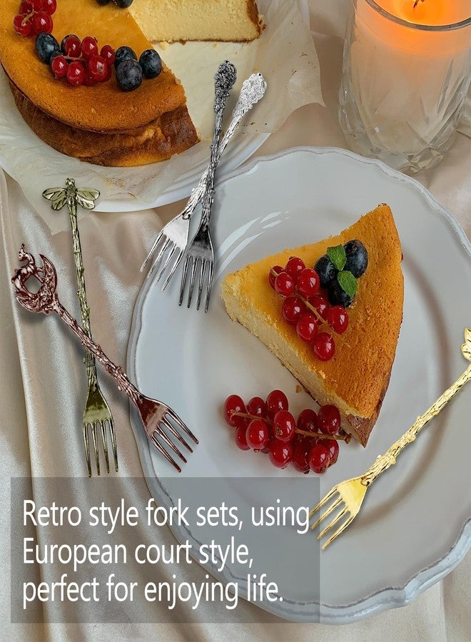 HOSTK 15 Pcs Mini Dessert Forks Set, Stainless Steel Retro Vintage Creative Cake Forks, Dinner & Appetizer Forks for Dessert, Ice Cream, Salad, Home & Restaurant - Image 5
