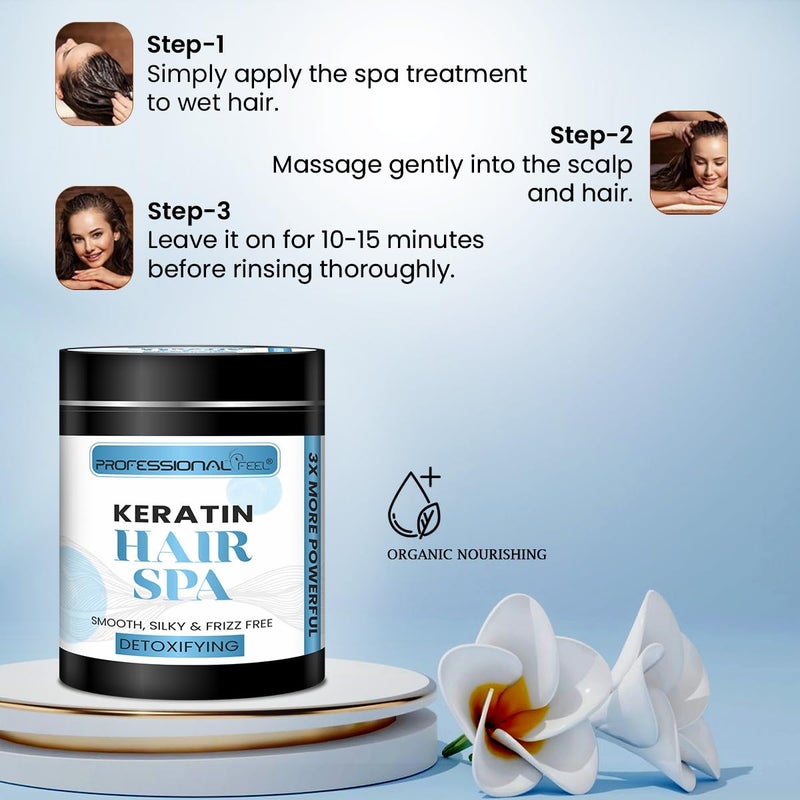 professional feel Professioal Feel Keratin Hair Spa Smooth Silky  Frizz Free Detoxifying Spa Treatment 500 Gram - Image 2