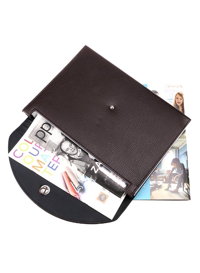 Leather Expanding File Folders-13 Pockets A4 Letter Size Paper File Folder Accordion Business Document Organizer with Fasteners and Tabs (Brown) - Image 2