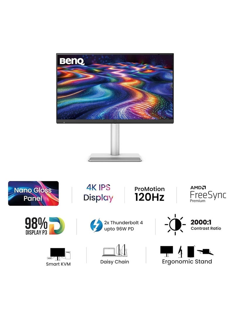 بين كيو MA320UG 32” 4K 120Hz Nano Gloss Monitor for Mac, Dual Thunderbolt 4 96W/15W, Mac Color, Daisy Chain, KVM, Brightness & Volume Control on Mac, Height & Tilt Adjustment, P3 Color Grey gris Grey - Image 2