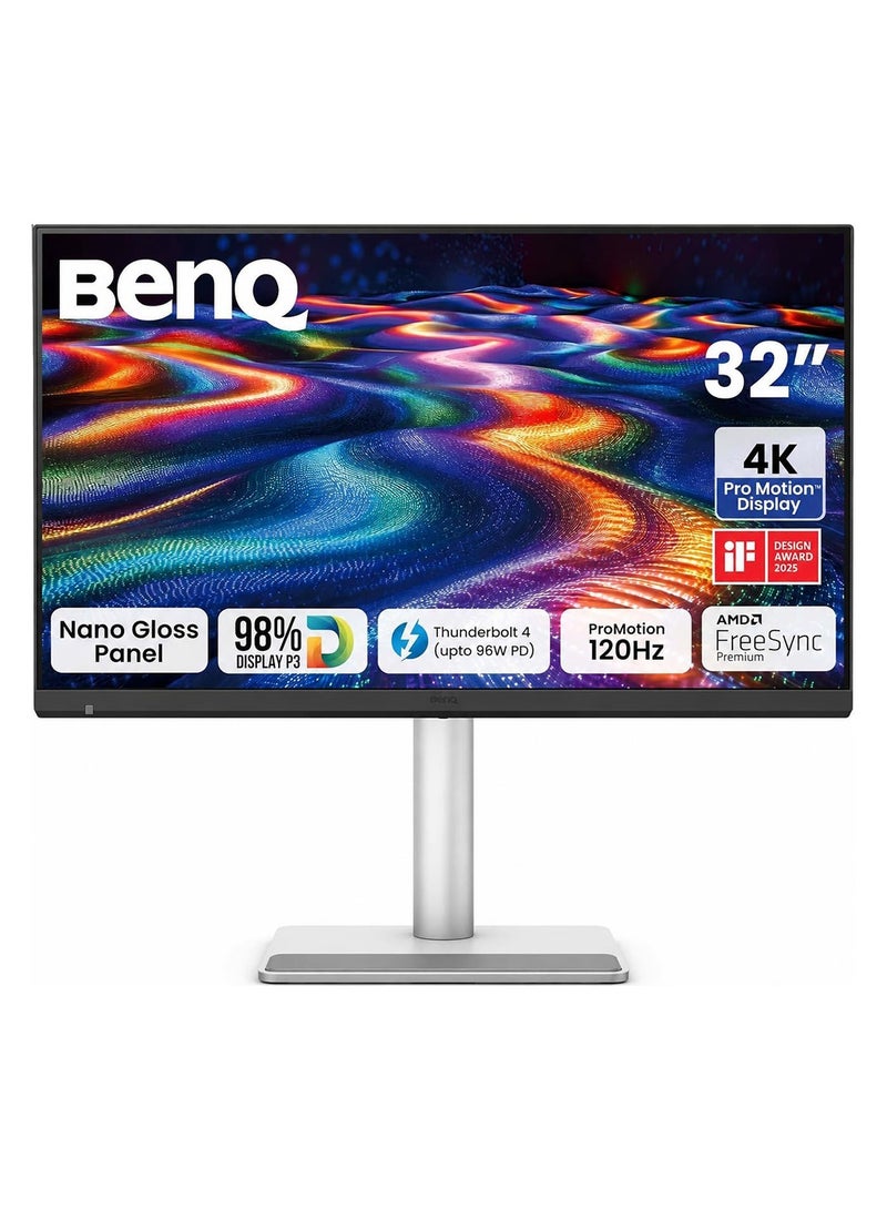 بين كيو MA320UG 32” 4K 120Hz Nano Gloss Monitor for Mac, Dual Thunderbolt 4 96W/15W, Mac Color, Daisy Chain, KVM, Brightness & Volume Control on Mac, Height & Tilt Adjustment, P3 Color Grey gris Grey - Image 1