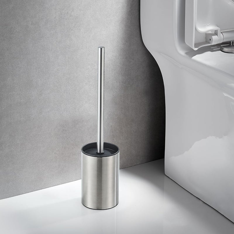 BRIMIX Toilet Brush with Holder Set Stainless Steel 304 Toilet Cleaning Brush for Bathroom Round Floor Standing Toilet Bowl Brush (Brushed Nickel) - Image 5