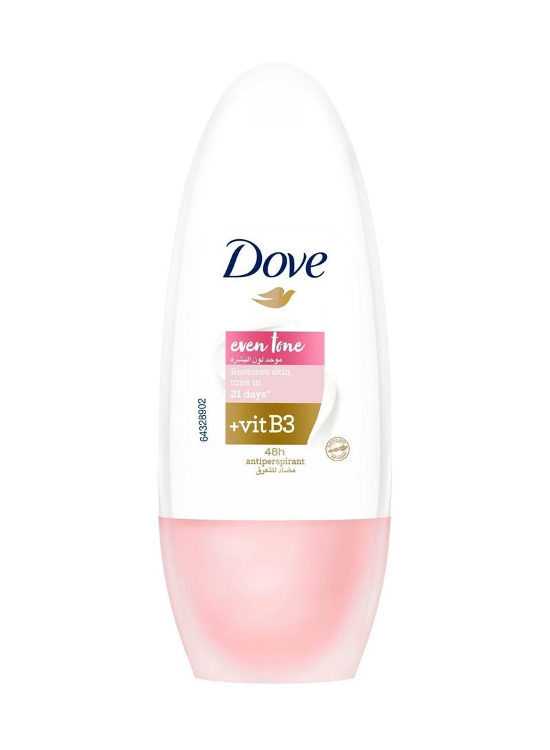 دوف مزيل العرق دوف إيفن تون المضاد للتعرق، يعيد للبشرة تحت الإبط لونها الطبيعي، برائحة الزهور المتجددة، لحماية من العرق والرائحة لمدة 48 ساعة، 50 مل