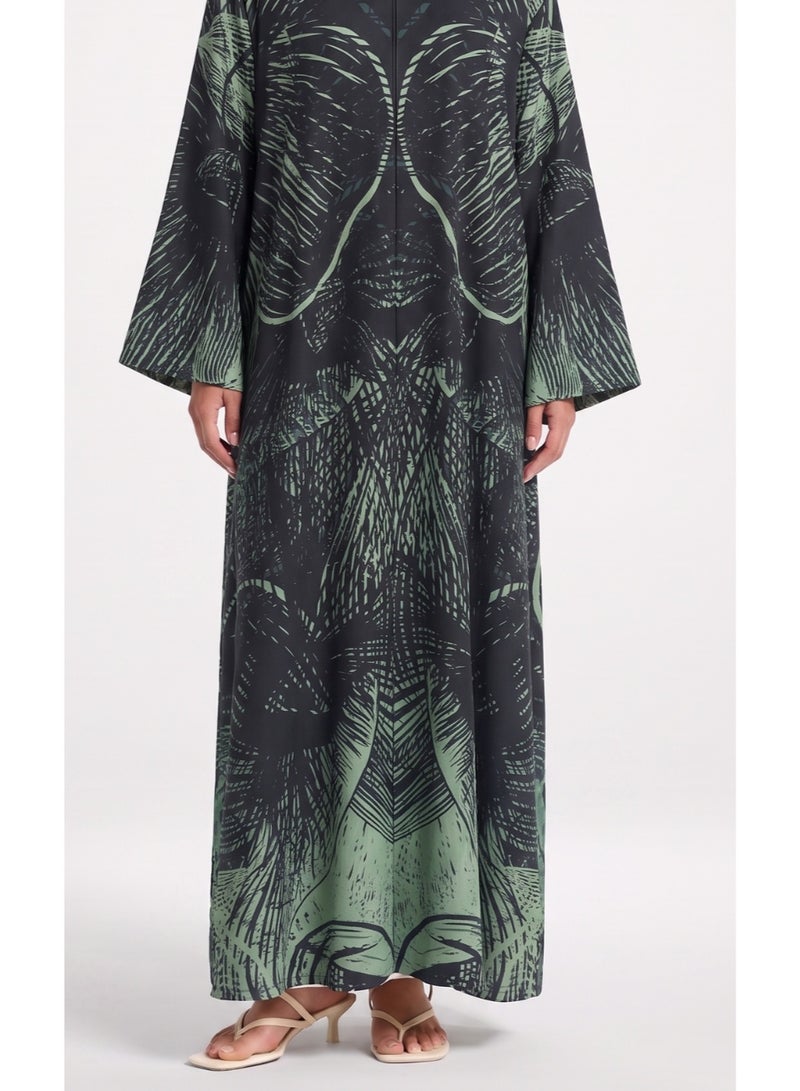 Next Abaya Black Printed Silk Abaya - Image 3