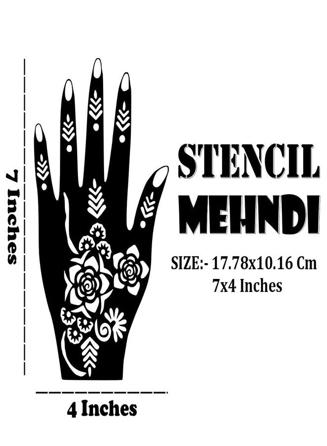 VANVATI Modern Touch Henna Art Mehndi Stencil Sticker Left & Right Hand Design Set Easy to Apply - Image 3
