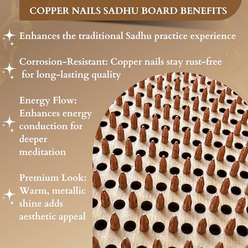 TENGRY Sadhu Board by TENGRY, Specially Crafted Copper Nails, 0,39 In (10 mm), Light, Foot Board, Wooden, Nail Boards for Feet, Acupuncture Massage, Acupressure Mat, Nail Board, Yoga Gift (Lotus Flower White) - Image 5
