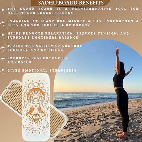TENGRY Sadhu Board by TENGRY, Specially Crafted Copper Nails, 0,39 In (10 mm), Light, Foot Board, Wooden, Nail Boards for Feet, Acupuncture Massage, Acupressure Mat, Nail Board, Yoga Gift (Lotus Flower White) - Image 4