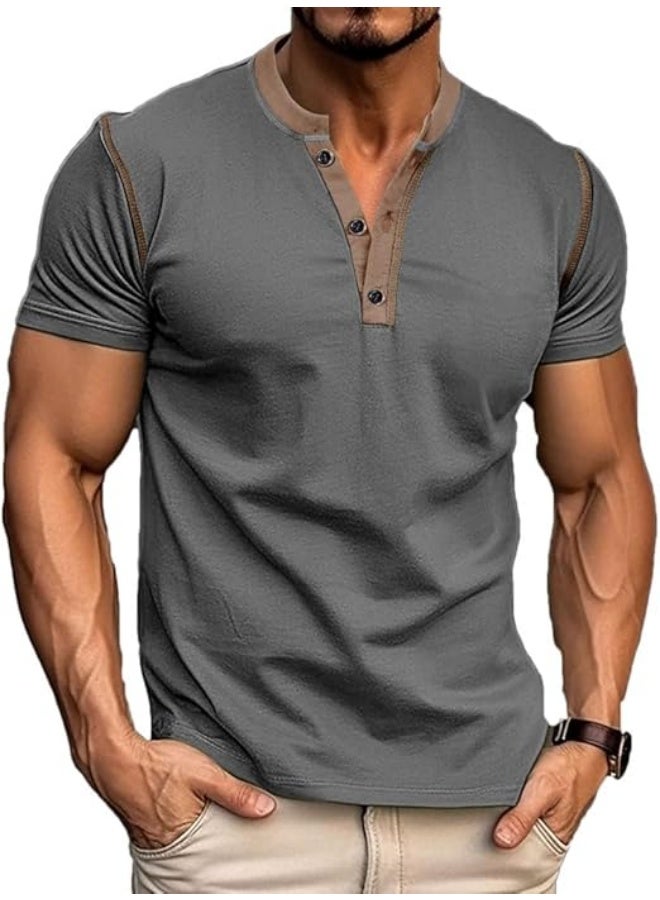 Men's Short Sleeve Athletic Henley Shirt  - Image 1