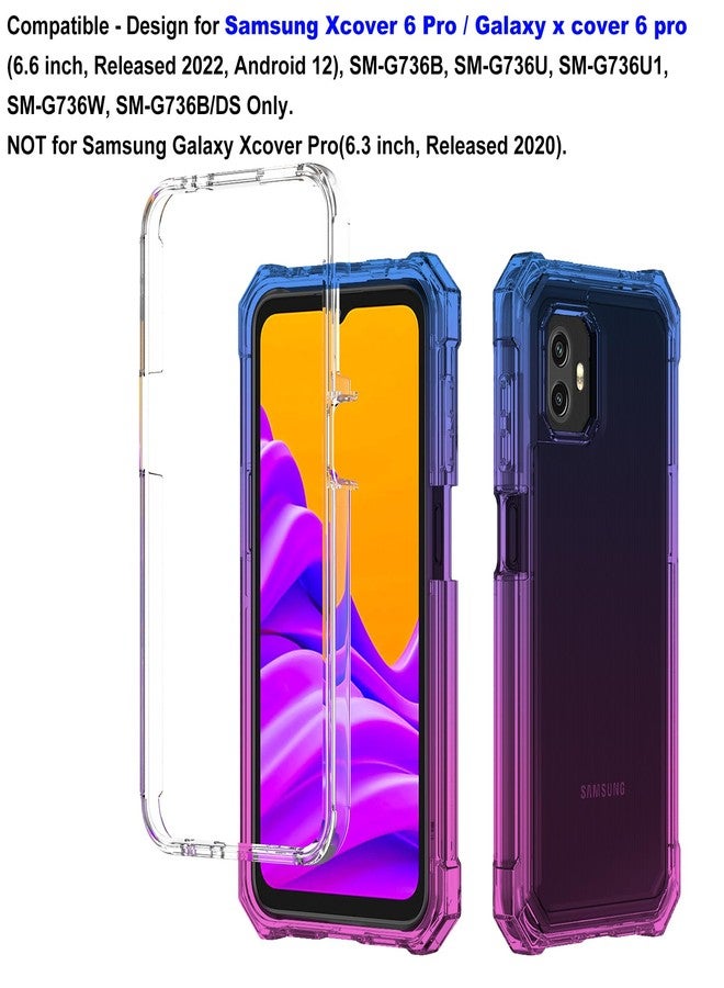 Ailiber جراب Ailiber لهاتف Galaxy X Cover 6 Pro، مع واقي شاشة، حماية مزدوجة الطبقات، زوايا مقاومة للصدمات، غطاء TPU، جراب سيليكون رفيع لهاتف Samsung Xcover 6 Pro - أزرق وردي - Image 2