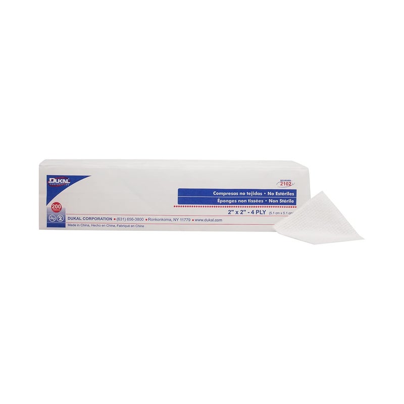 Dukal 2102 Sponge, Clinisorb, Non Woven, 4-Ply, Non Sterile, 2" x 2" (Pack of 4000)