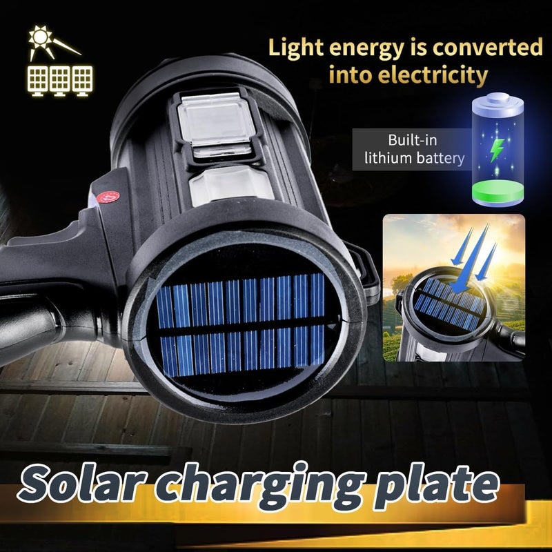 MAPPLE CREATION Rechargeable Spotlight Flashlights High Lumens 90000 Lumens Led Spotlight with 3 Main Modes and 4 Colors Filter Spot Light Outdoor Handheld Included USB Cable for Fishing Camping Hunting Spotlight - Image 4