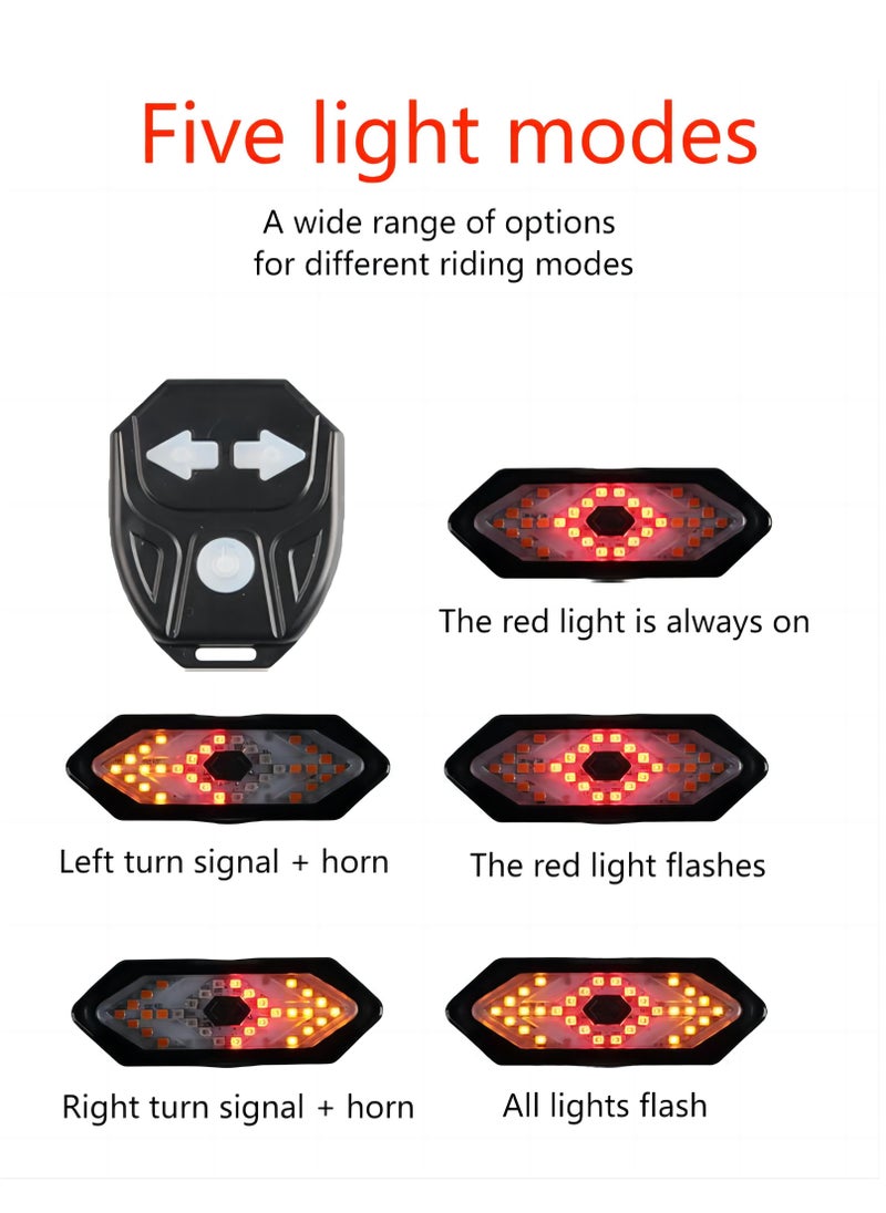 Generic - Smart Bike Turn Signal USB Rechargeable Bicycle Taillight Rear Light - Image 1