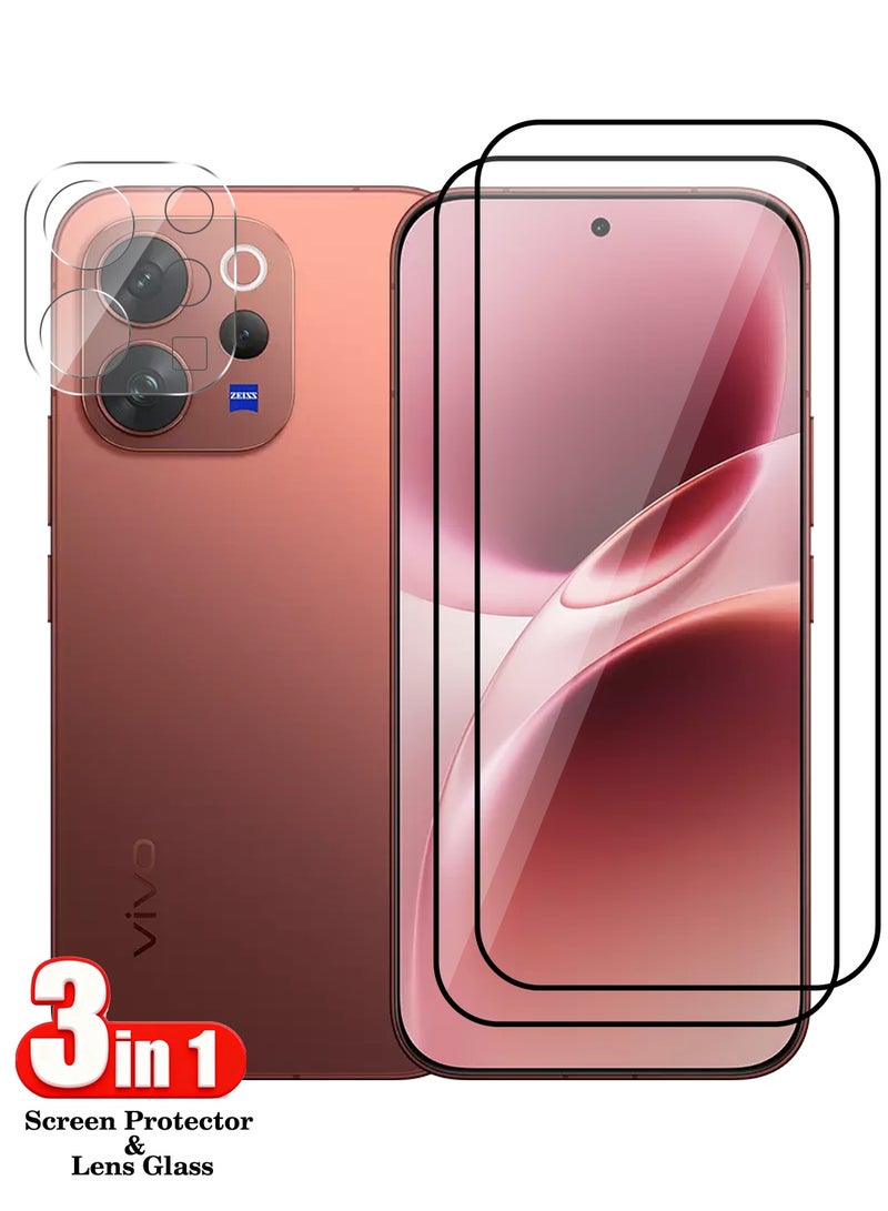 CoomBe 3 in 1 vivo V70 Screen & Camera Lens Protector, Full Coverage 9H Tempered Glass Film, HD Clear Scratch Resistant, Bubble-Free - Image 1