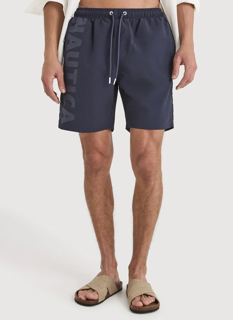 Nautica Men Regular Fit Swim Shorts for Beach and Pool Days - Dark Navy