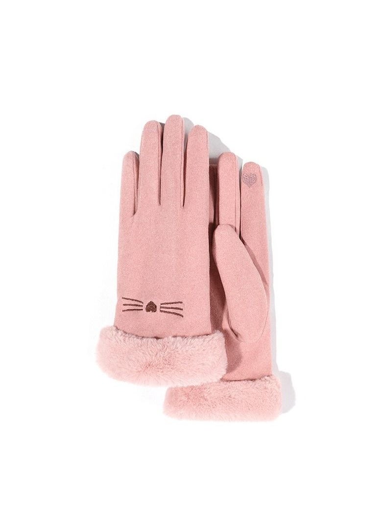 Golovejoy - Women's Warm Plush Windproof And Cold Proof Lovely Gloves - Image 1