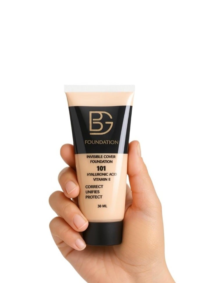 BG Liquid Foundation – Shade 101 – 30ml – Full Coverage & Natural Finish – Long-Lasting – Suitable for All Skin Types - Image 1