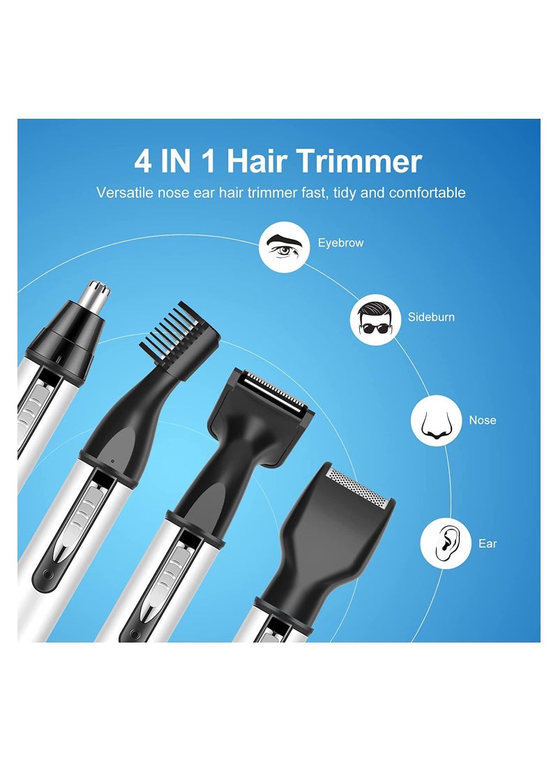 SYOSI Ear and Nose Hair Trimmer for Men,Professional USB Rechargeable Nostril Nasal Hair Vacuum Cleaning System,4 in 1 Lightweight Waterproof Hair and Beard Clippers for Women White - Image 2