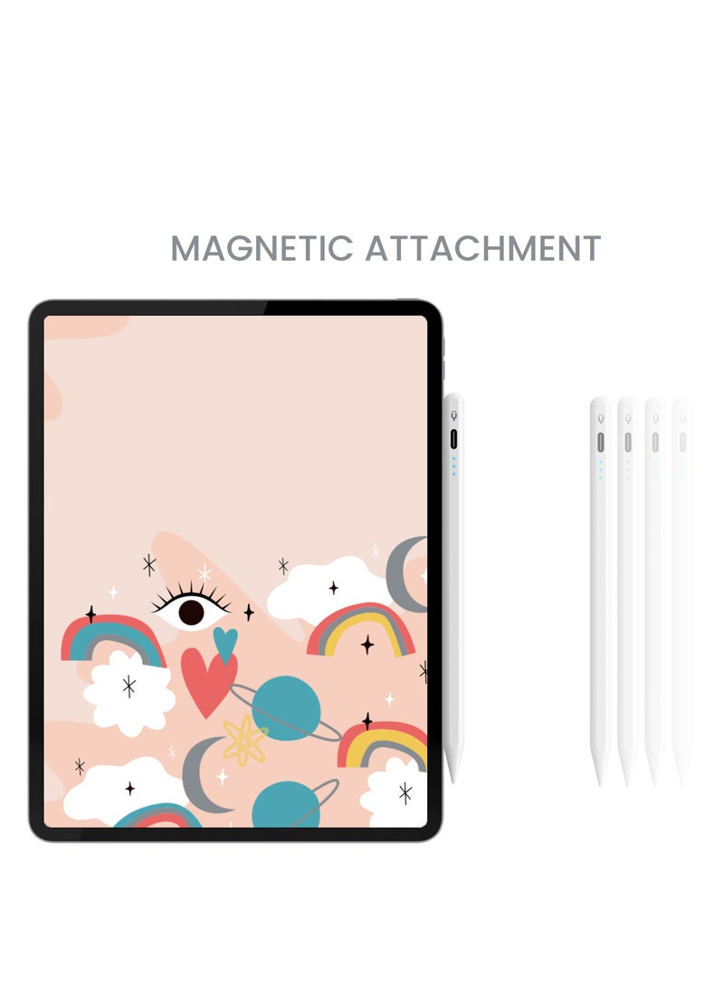 Active Digital Stylus Pen Pencil Pro Lumin 2nd generation iPad Pen with Fast Charging & Palm Rejection For Apple iPad 2018 and Later White