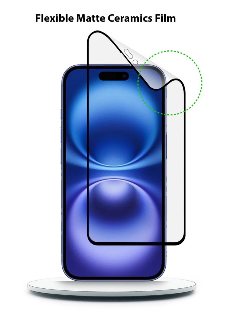 Techie 2 Pack 9D Matte Ceramic Screen Protector Film for Apple iPhone 16  – Smooth Feel Anti Fingerprint Bubble Free - Image 2