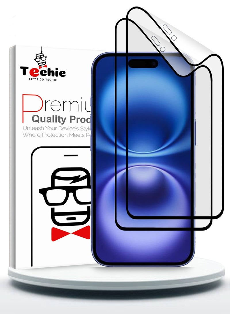 Techie 2 Pack 9D Matte Ceramic Screen Protector Film for Apple iPhone 16  – Smooth Feel Anti Fingerprint Bubble Free - Image 1