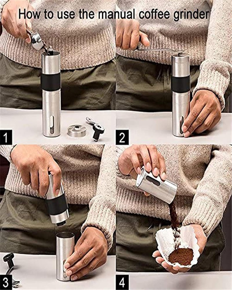 INOCEAN Coffee Grinder, Coffee Accessories, Coffee Machine Accessories, Stainless Steel Body, Tooth Handle, No Power, Whole Bean, Hand Coffee Grinder, Fast Grinding Portable, Birthday Gift - Image 4