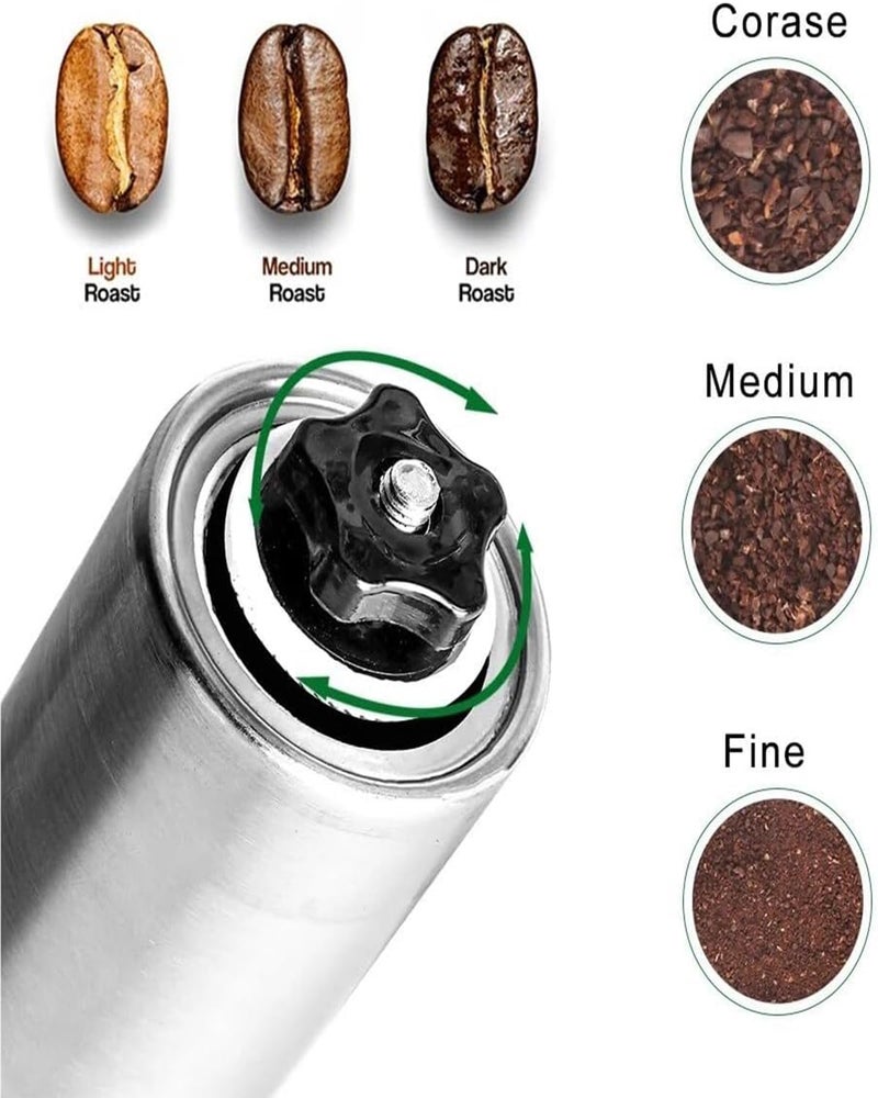 INOCEAN Coffee Grinder, Coffee Accessories, Coffee Machine Accessories, Stainless Steel Body, Tooth Handle, No Power, Whole Bean, Hand Coffee Grinder, Fast Grinding Portable, Birthday Gift - Image 5
