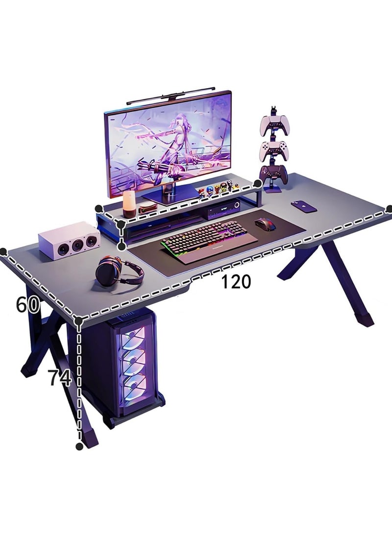 OHAHO - 120CM Gaming Table,Gaming Desk, Computer Desk Home Office Desk Extra Large Modern Ergonomic Black PC Table Gamer Workstation (Black, 120x60x75cm) - Image 1