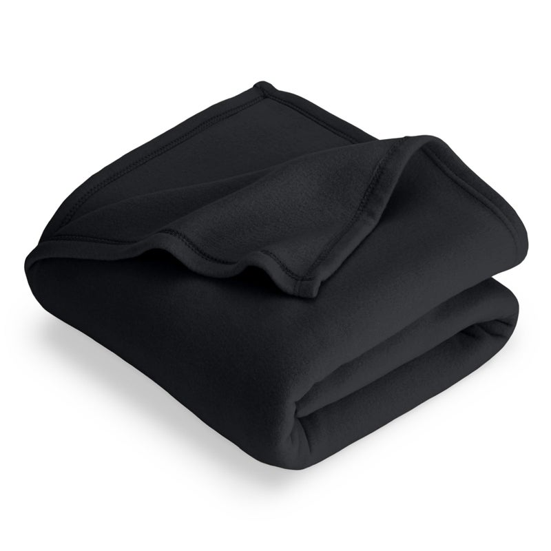 Bare Home Polar Fleece Blanket Extra Long Black Warm Cozy Premium Fleece Throw for Bed Sofa Camping Travel and Cold Nights Lightweight Blanket TwinTwin XL Black